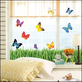 מדבקת פרפרים עם דשא ירוק 1+1 חינם !!